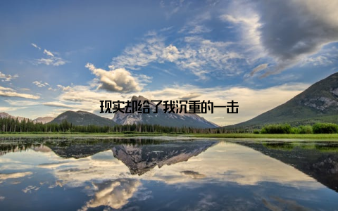 现实却给了我沉重的一击