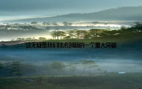 这无疑是我们技术创新的一个重大突破