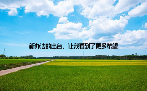 新办法的出台, 让我看到了更多希望