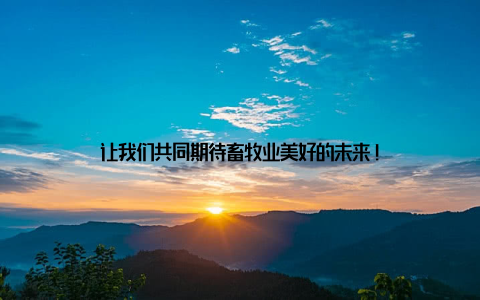 让我们共同期待畜牧业美好的未来!