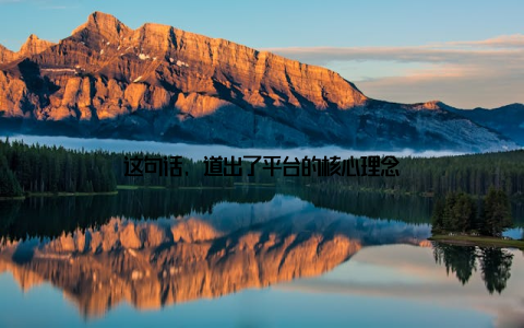 这句话, 道出了平台的核心理念