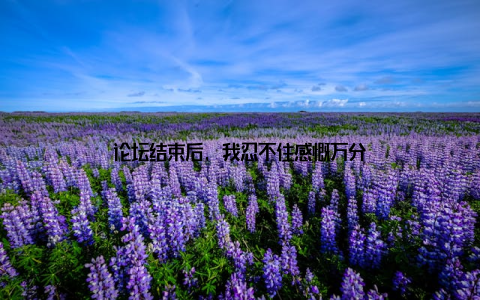 论坛结束后, 我忍不住感慨万分