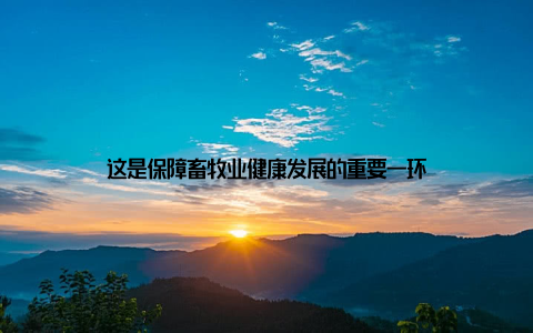 这是保障畜牧业健康发展的重要一环