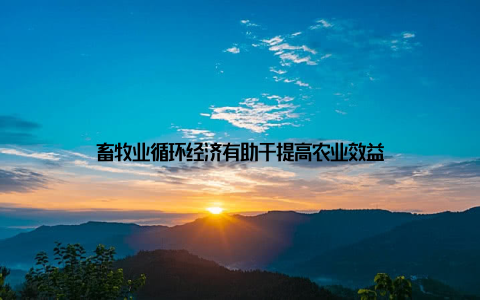 畜牧业循环经济有助于提高农业效益